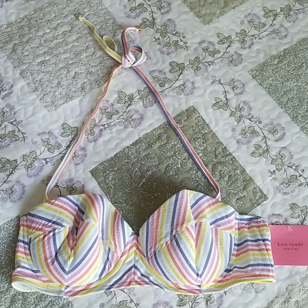 💙HP💙 Kate Spade Beach Stripe Halter High Waist Bikini - Picture 8 of 15